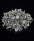 Built Tough Size Six By Three Eighth Inch Flat Head Phillips Wood Screws Premium Rust Proof Stainless Steel 304 For Decking And Carpentry Top Shelf Hardware Assortment Box 100 Count pile of screws