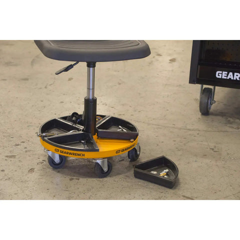 Adjustable Height Swivel Mechanics Seat For 18 To 22 Inches 360 Degree Spin Solid Rubber Seat And Durable Powder Coated Metal Frame