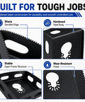 Two Pack Upgrade Pro Grade Drywall Outlet Cutter Set Fast Square and Rectangle Slot Cutters Outlet Boxes Clean Openings in Seconds Reducing Measuring Tracing Drilling Hand Saw Trim with sharp serrated edges, hardened steel body, and open-frame structure for durability and wear resistance.