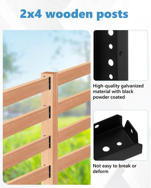 Heavy Duty 2x4 Fence Brackets For Wood Posts 80 Pack Black Deck Railing Brackets For Two By Four Posts 1.2mm Thick Steel Screws Not Included Built Tough For Fences And Deck Railings
