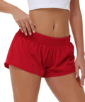 Ultra Lightweight Women Running Shorts With Quick Dry Fabric Built In Liner And Zipper Pocket For Essentials Adjustable Elastic Waistband Red