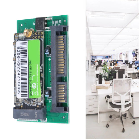 64GB Half Slim SSD Internal Solid State Drive for Laptop and Desktop Replacement Upgrade with Quick Boot Times, Faster App Launch, Low Power Consumption, And Quiet, Reliable Performance, green PCB close-up