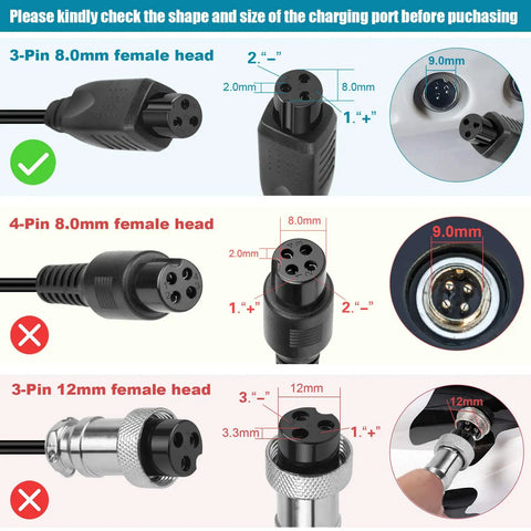 42V 2A 3 Prong Fast Charger Inline Connector For 36V Electric Scooters And Lithium Batteries With 100 240VAC Input Safe Overcurrent And Voltage Protection No Fuss Plug And Play