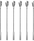 Six Pack Nine Inch Stainless Steel Lab Spatula Spoon Set With Dual Ends Flat Spatula And Scoop End Polished Finish Durable And Versatile