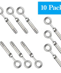 Built Tough Heavy Duty M6 Eyebolts Set in Stainless Steel for wall, ceiling, and concrete anchors with expansion screws and nut, 10 pack