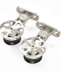 Two sliding rollers from Stainless Steel Sliding Barn Door Hardware Kit for 10 Foot Double Track Set Satin Finish