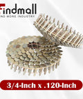 Coiled 7200 Count Heavy-Duty Pro-Grade Coil Roofing Nails 3/4 Inch By 0.120 Inch 15 Degree Round Head Wire Weld Electro Galvanized
