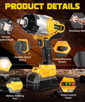 Cordless Impact Wrench Half Inch Drive For DeWalt 20V Battery With High Torque 2300 Nm And 1700 Foot Pounds Brushless Motor LED Light Tool Only