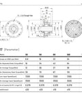 Technical drawing of Harmonic Drive Reducer HS-17-II Strain Wave Gearbox with gear ratio specifications and dimensions for servo motors.