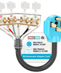 RV Generator Power Distribution Cord 50 Amp NEMA 14 50P Male To Four 5 15R And 5 20R T Blade Household Outlets with diagram