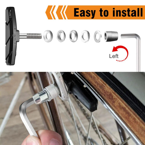 Four Pairs 70mm Brake Pads For Road And Mountain Bikes With V Brake Blocks Left And Right Sides Includes Hex Nut And Shims
