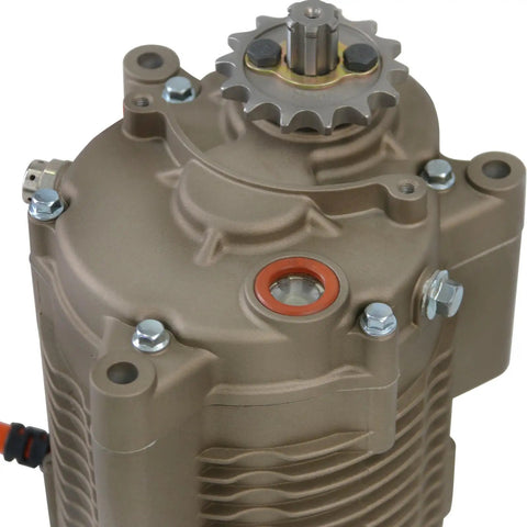 Full Throttle 72V 1000W Brushless DC Motor With Gearbox And Sine Wave Speed Controller Kit showing metal housing and gear.