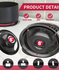Stove Drip Pan Set For Electric Cooktops, 4 Heavy Duty Enamel Coated Drip Pans, Compatible With Frigidaire, 6 and 8 inch pans displayed