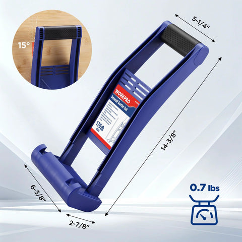 WORKPRO drywall carrier, blue plastic, 2-pack; supports drywall/plywood up to 176 lb.