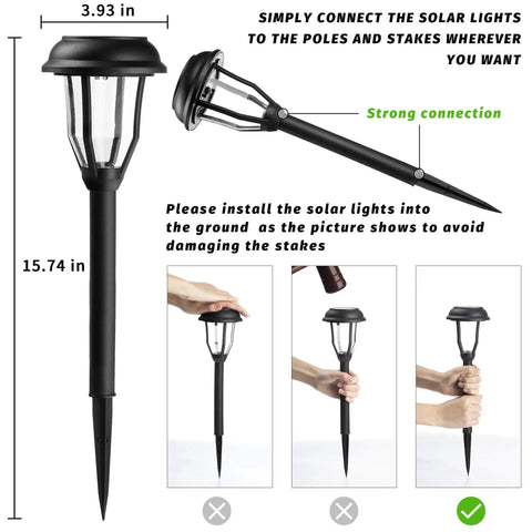 Installation guide for Eight Pack Solar Pathway Lights Waterproof Outdoor Garden Yard Landscape Walkway Driveway With Auto On Off
