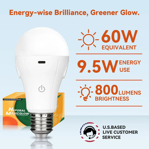 Dope Rechargeable Light Bulbs With Remote, 3 Color Modes Cool White Daylight Warm White, USB Powered A19 LED, 800 Lumens