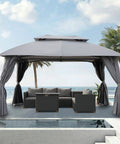 Curved Top Replacement Canopy For 10x13 Gazebo Dome Style Top Only Fits Patio Deck Backyard Garden Lawns, No Fuss Install