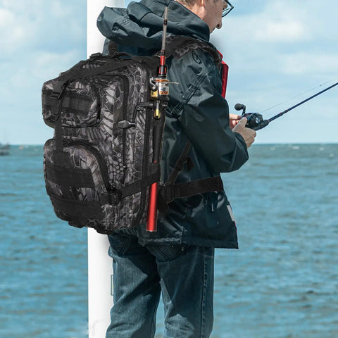 Lightweight Fishing Tackle Backpack With Water Resistant Build All In One Rod Holder And Gear Storage For Outdoor Anglers Ultra Capacity With Multiple