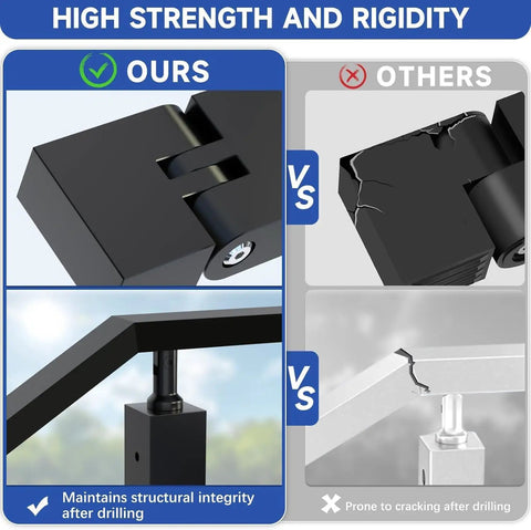 180 Degree Adjustable Vertical Pivot Connector For 2.36 In W By 1.18 In H Rails Seamless Cable Railing System Fit Easy Install No Welding Required Simply Insert And Tighten To Secure, POM, strength comparison