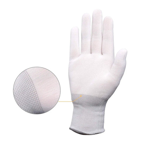 Super Comfy Breathable White Nylon Work Gloves Non Slip For Vinyl Wrapping Pc Building Daily Labor Tasks Soft Skin Feel No Odor One Size Fits Most Pack Of Six Pairs
