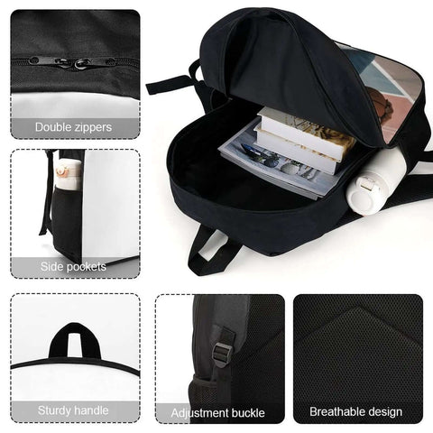 Open Cool Dog With Sunglasses Backpack For Men And Women Durable 600D Polyester Bookbag with side pockets and sturdy handle.