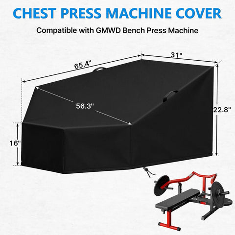 Heavy Duty Leg Extension And Curl Machine Cover For GMWD Gear Built From Premium 420D Oxford Fabric, shown with dimensions