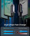 Dual chips fast charging with Ultra Compact 45W USB Car Charger Adapter with All Metal Body Cigarette Lighter Fast Charge.