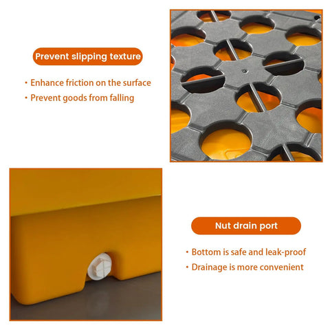 Modular Spill Containment Platform 2000 Lbs Capacity With Drain Outlet And Forklift Pockets Stackable Leakproof Tray details
