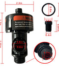 High-flow air relief valve for pool and spa filter; black plastic, 1-pack with O-ring