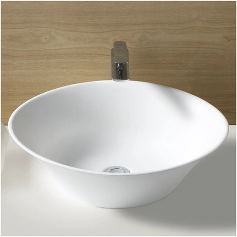 Above Counter Oval Vessel Sink In Matte White 21 Inch Made From 100 Percent Pure Acrylic Resin Non Porous Hygienic Sink