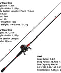 Baitcasting Fishing Rod And Reel Combo 6 Foot Or 7 Foot Two Piece Fiberglass Wrapped Carbon Fiber Rod With EVA Handle Right Hand Reel