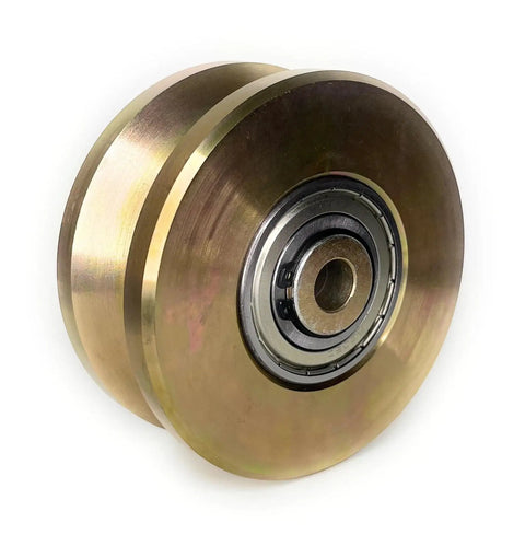Heavy Duty Built Tough 4 Inch V Groove Gate Caster Wheel Roller With 3000 Lb Capacity Double Bearing Includes Three And A Quarter Inch Screw Washer And Nut Corrosion Resistant Sliding Roller