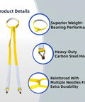 Heavy Duty Forklift Battery Lifting Sling With 12 Inch Wire Hook And Round Ring, Vinyl Coated Hooks For Scratch Free Battery Handling