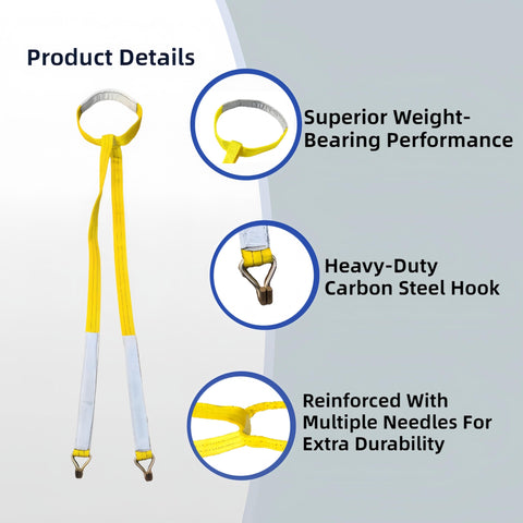 Heavy Duty Forklift Battery Lifting Sling With 12 Inch Wire Hook And Round Ring, Vinyl Coated Hooks For Scratch Free Battery Handling