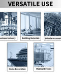 Collage showing versatile use categories: Business Industry, Building Materials, Vehicle Accessories, Home Decoration, Medical Devices.