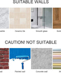 Suitable walls for Adhesive Hooks 4 Pack Towel And Coat Hooks include marble, ceramic tile, glass, wood; not suitable for brick, painted, concrete, wallpaper