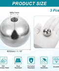 3 Pack M6 X 1mm Ball Knob Nuts With 30mm Outer Diameter, 304 Stainless Steel Round Screw Cap Covers For Light Fixtures And Machinery Hardware, Rust Resistant, Durable, Easy Fit, Silver Finish, shown with M6x1mm and 30mm size