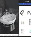 Corner Wall-Mounted Sink - Ele Vessel Sink for Modern Bathrooms Space-Saving Design High-Quali Ceic Easy Installat Perfect for Smals with measurements.