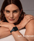 Killer Genuine Leather Watch Strap Compatible With Apple Watch For Women on wrist, showcasing comfort and sleek design.
