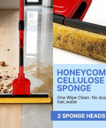 Commercial Sponge Mop With Stainless Steel Extendable Handle And Two Compressed Cellulose Heads For Heavy Duty Home And Business Cleaning designed to tackle grime on hardwood.