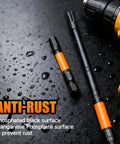 Impact Driver Hex Bit Set 41 Piece 2 Inch And 4 Inch Long, visible anti-rust feature on a wet surface with drill nearby.