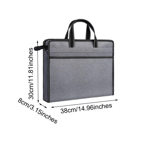 High Quality Oxford Zippered Document Bag With Sturdy Handle Tote, gray, 38cm x 30cm, ideal for carrying files and documents.