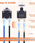 DC Push Button Reset Circuit Breaker Kit 30 Piece Assortment With Waterproof Button Caps And Quick Connect Terminals details.