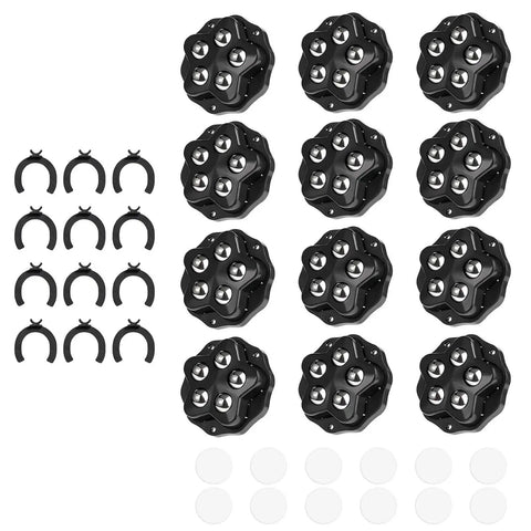 Badass Heavy Duty Furniture Caster Wheels Peel And Stick Easy Glide Self Adhesive Roller Moves Smooth On Hardwood Floor With Zero Dings includes multiple black wheels and adhesive rings.