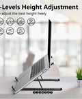 Go-To Adjustable Laptop Stand Desk Ergonomic Riser Elevates From 2.78 To 6.5 Inches side view with 7-level height adjustments