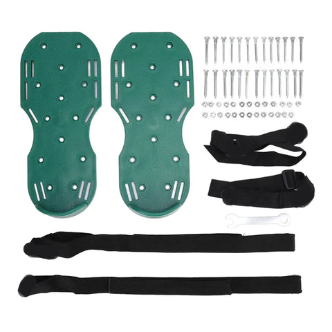 Dope Lawn Aerator Shoes With 1.65 Inch Spikes, green adjustable spiked garden shoes with straps and accessories