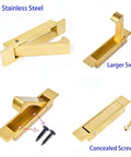 Pocket Door Passage Latch Set Satin Brass Square Handle Easy Install Privacy Lock Double Sided For 1 3 8 To 2 1 16 Inch Thick