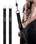 Versatile Tricep Rope Cable Attachment With 3 Grip Lengths For Greater Range Of Motion Perfect For Tricep Pushdowns Face Pulls Crunches And Pro Grade Workouts Black 2 Pack, black nylon strap with metal D-ring