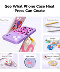 Auto 3D Vacuum Phone Case Heat Press Machine For Custom Sublimation Printing On Curved IPhone And Android Covers with vibrant designs and accessories.