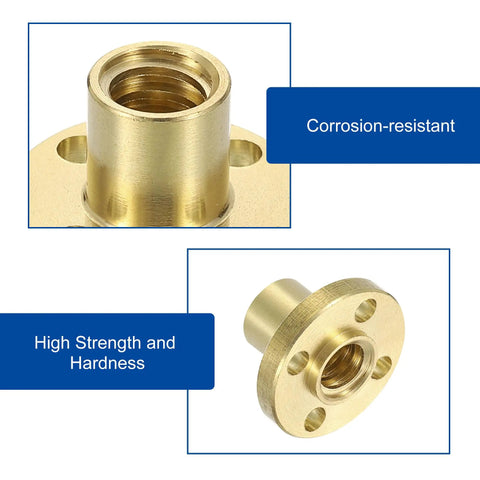 TR8x2 Brass Lead Screw Nut 4 Pack For 3D Printer Hobbyists showing corrosion resistance and high strength